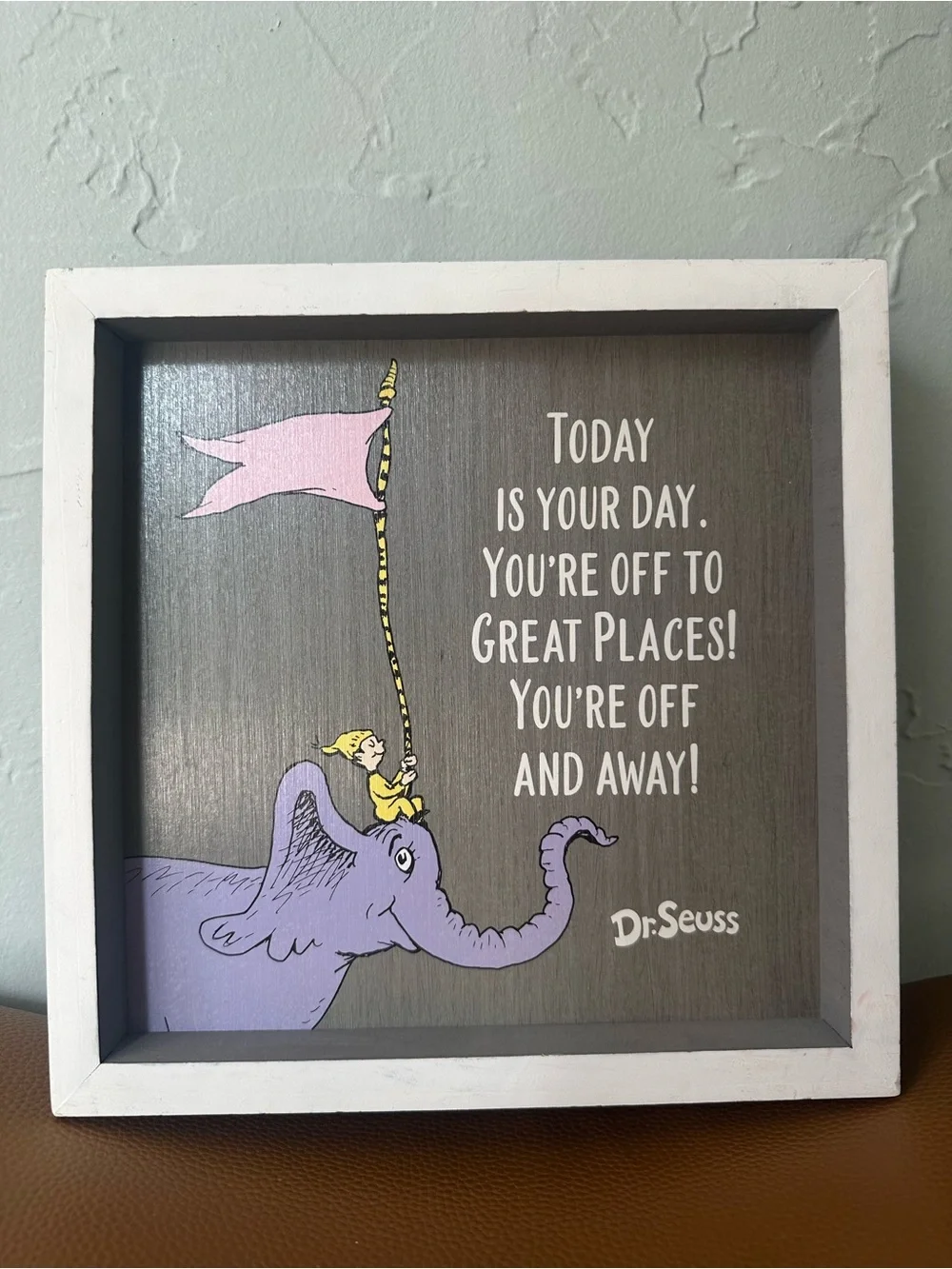 Dr. Seuss Pink Flag & Purple Elephant Inspirational Wall Art